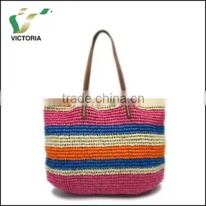 Victoria New Fashion Paper Woven Hand Crochet Straw Beach Bag Shoulder Bag thumbnail-1