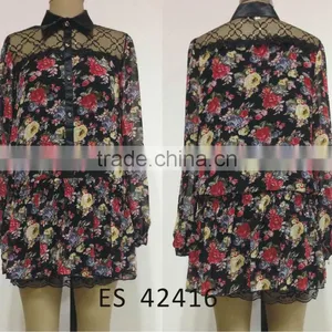 Ladies Chiffon PU Shirt thumbnail-1