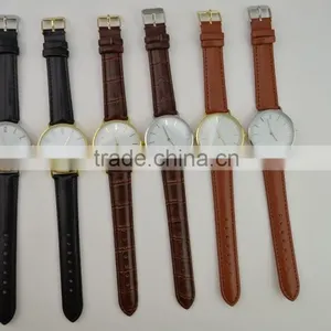 2016 Utra-thin Slim Case Nylon Strap Watch, Concise Watch Face With Interchangeable Strap, Stainless Steel Back Leather Watch thumbnail-2