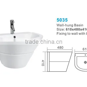 Sanitary Ware Bathroom Wall Hung Basin thumbnail-2
