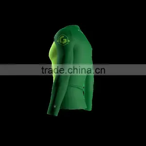 Polyester Spandex Long Sleeves Gang Green Compression Shirt/Rash Guard With Club Logo Player Name and Numbers at Sleeves thumbnail-4