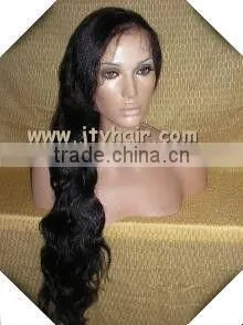 Hot Beauty 20" #1B Natural Wave, Bleached Knots, Peruvian Virgin Hair Full Lace Wig thumbnail-1