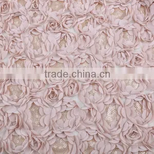 2014 Newest Rose Mesh Botton Fabric Embriodery Beaded Chiffon Quality Choice thumbnail-5