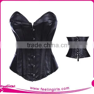 Best Sale China Factory Red Leather Steel Boned Tight Corsets thumbnail-1