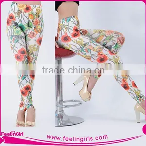 New Design Flower Custom Printed Colorful Running Girls Tights thumbnail-4