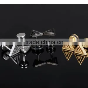 Reliable Guangzhou Jewelry Wholesalers Fashionable Jewelry 18K Gold Plated Triangle Earring Men Stud thumbnail-4