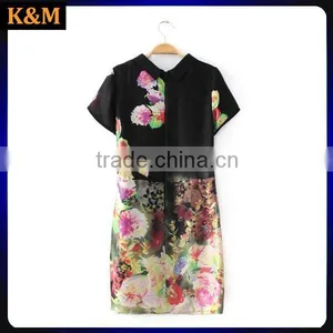 Ladies Shirt Dress Digital Print Dress Chiffon Dres for Women thumbnail-2