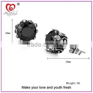 Wholesale Jewelry Hotsale Simple Unisex Round Cut Basket Rhinestone Zircon CZ Faceted Ear Stud Stainless Steel Earring thumbnail-6