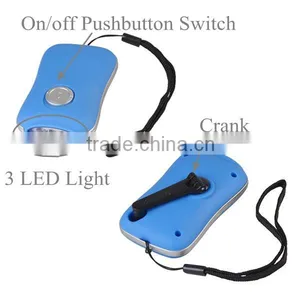 3 LED Light Small Blue Flat Plastic Dynamo Flashlight for Promotion thumbnail-3