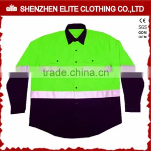Men Outdoor Cotton High Vis Work Shirts Green thumbnail-1