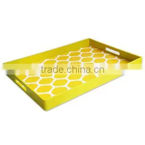 High Quality Garden Lattice Rectangular Lacquer Serving Tray Table thumbnail-1