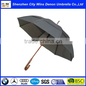 Wholesale Classic Automatic Custom OEM Amazon Hot Sale Air Vents Wooden Stick Umbrella With Wood Hook Handle thumbnail-4