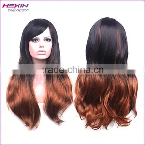 Long Two Tone Black and Brown Free Lace Wigs Samples Available thumbnail-2