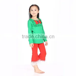 2016 Kaiya Skirt E-commerce Firm Green Shirt and Red Pant Suit for 2-6 Year Old Child thumbnail-1