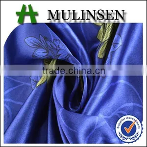 Mulinsen Printed Polyester Wholesale Silver Satin Fabric Price/ Nightdress Fabric thumbnail-1