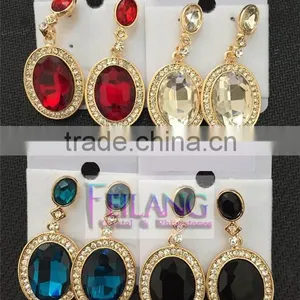 Retro Fashion Flash Diamond Earrings Round Color Drop Earrings thumbnail-1