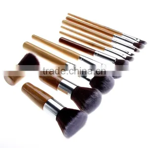 11 Pieces Makeup Brush Set Professional Bamboo Handle Premium Synthetic Kabuki Cosmetics Brushes Kit With Bag thumbnail-1