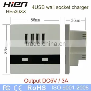 CE Approved 4 USB Wall Socket Square Socket Pipe Plug for Mobile Phone and Tablets thumbnail-4