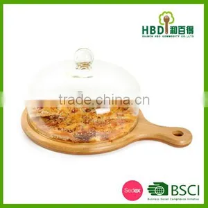 Promotional Clear Cheese Dome With Round Bamboo Cutting Board thumbnail-1