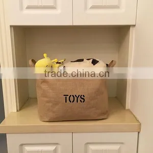Eco-friendly Jute Fold Up Storage Box , Cute Kids Lego Toy Storage Box thumbnail-1
