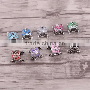 Mini Cute Style Enamel Pumpkin Cars Charm Beads,New Big Hole Silver Plated Beads Fits Charm Bracelet for Women thumbnail-1