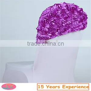 New Style Polyester Rose Taping Embroidery Chair Sash, Beauty Satin Chair Sashes for Event Chair Cover thumbnail-1