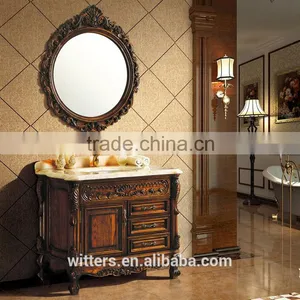 WTS-8333O Royal Traditional Baroque Single Antique Bathroom Vanity With Basin Vanity Unit Top thumbnail-2