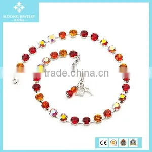 New Custom Brand Quality Red Crystal Fancy Necklace Sets thumbnail-1