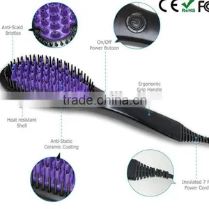 Purple Fast PTC Heater Electric Hair Straightener Brush thumbnail-1