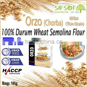 Healthy Mediterranean Orzo. High Quality Millet. Orzo Thin Grain 100% Durum Wheat Semolina Flour. Orzo Millet Bag 1Kg . thumbnail-1