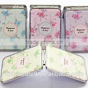 Pu Leather Cosmetic Mirror With Flowers thumbnail-1