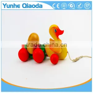 Colorful Pull Along Wiggles Duck With One Egg Wooden Toy Wiggles as You Pull They Make a Fun Baby thumbnail-5