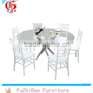 Stainless Steel Frame Folding Glass Dining Table thumbnail-1