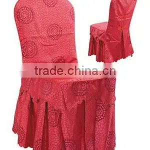 Red Color Pattern With Ruffled Pleat Chair Cover for Restaurant Used thumbnail-1
