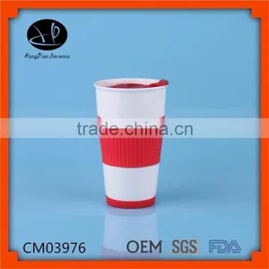 Ceramic Type Coffee Ceramic Mug, Rubber Bottom White Mug thumbnail-1