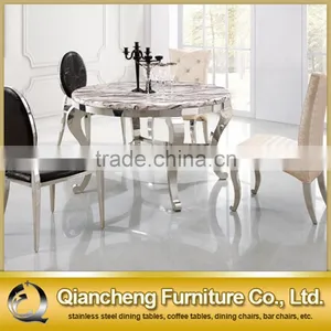 Fancy Round Marble Top Dining Table Home Furniture thumbnail-1