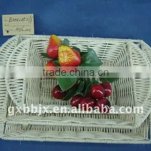 Rectangle Rattan Iron Frame Storage Fruit Tray thumbnail-1