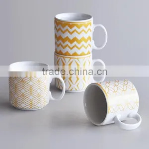 2017 Hot Sale Stoneware Promitional Cheap Coffee Mug With Golden Design Printing thumbnail-3