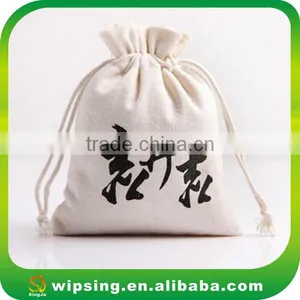 Organic Large Cotton Canvas Drawstring Bag With Logo Printed thumbnail-3