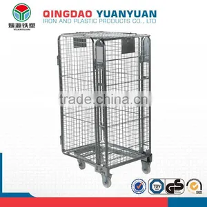 Warehouse Security Logistics Roll Pallet Trolley Steel Galvanized Storage Metal Collapsible Container Cage Wire Mesh thumbnail-1