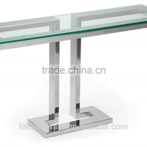 Factory Price Euro Style Stainless Steel Base Glass Console Table thumbnail-1
