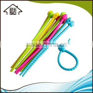 NBRSC Colorful All-Purpose Silicone Multi-use Smart Food Saver Bread Bag Clip Household Snake Ties thumbnail-6