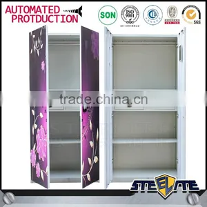 2 Door Cheap Bedroom Steel Metal Almirah Wardrobe Clothes Closet With Doors thumbnail-3