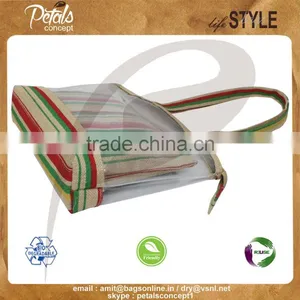 See Through PVC / PP Laminated Jute Bag With Pouch thumbnail-3