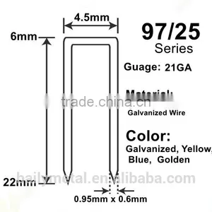 Factory Supply 97 Series Staples Crown: 4.60mm 21GA, 9725, 9722, 9719, 9716, 9715, 9714, 9712, 9710, 9708 STAPLES thumbnail-1