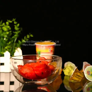 Double Wall Glass Ice Ream Bowl Fruit Bowl Handmade Microwave Bowl Wholesale Bowl thumbnail-3
