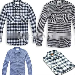 Mens Stock Flannel Shirts Cheap Checks/plaids Long Sleeve Two Pockets Flannel Shirts thumbnail-1