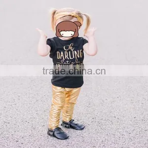 New Fashion Baby Girls Gold Color PU Pants thumbnail-1