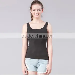 Most Popular Slim Fit Black Cotton Blank Plain Ladies Sexy Vest Wholesale thumbnail-1