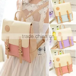 New Women's Retro College Sweet Shoulder Bag Synthetic Leather Backpack SV008057# thumbnail-1